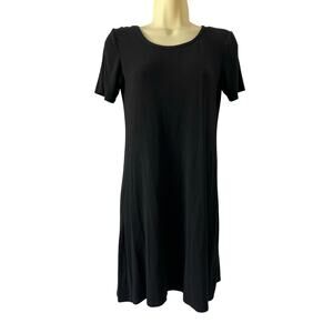 Olivia Rae Black Knit Dress Woman Size Small Short Sleeve Cross Back Lightweight